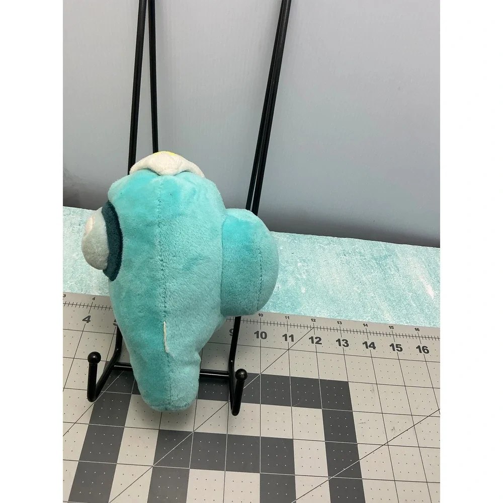 Among Us Cyan Crewmate Plush Toy with Fried Egg Hat 8 Inch Stuffed Figure